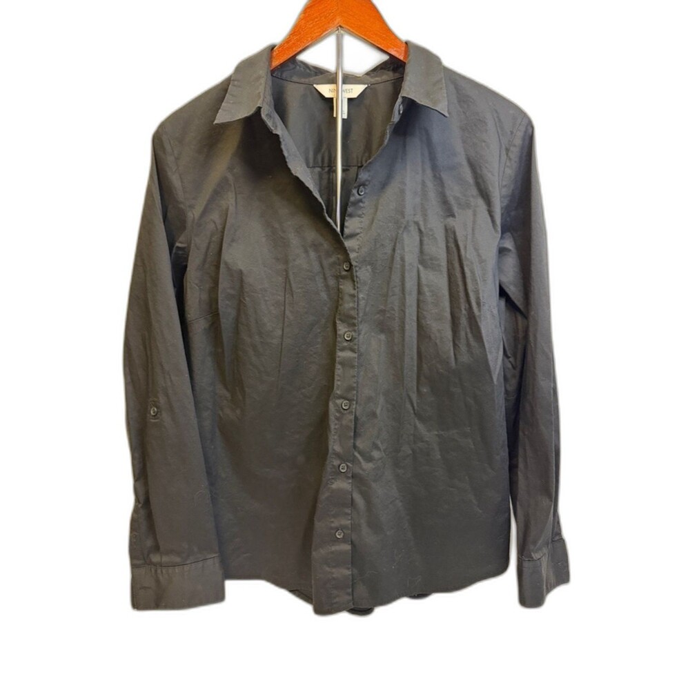NineWest Black Button-Up Shirt - Classic Collared Long Sleeve XL